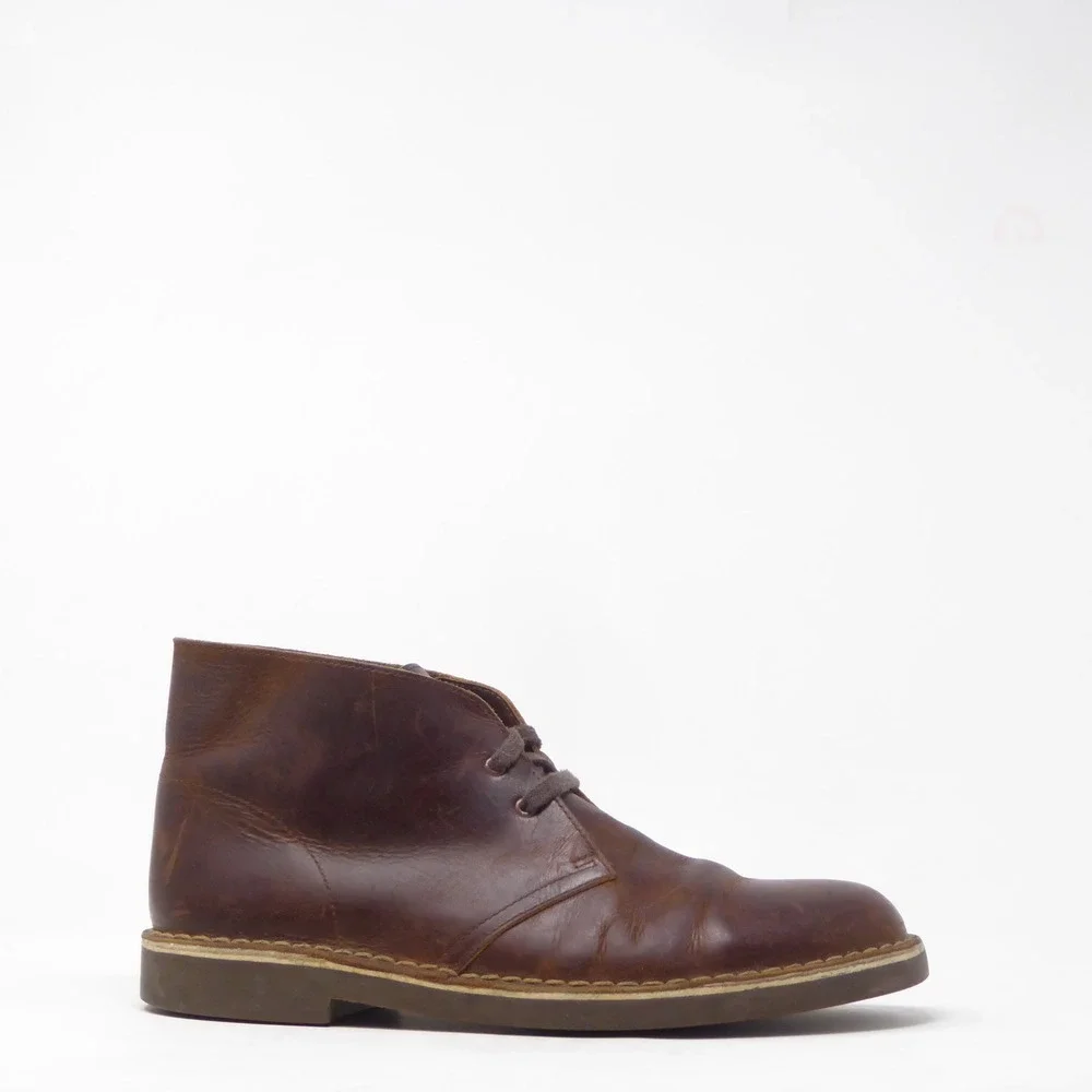 Clarks Mens Bushacre Boot Brown Leather Chukka Lace Up 9.5